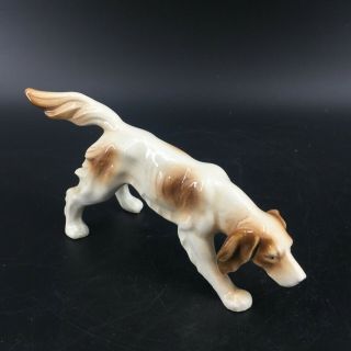 Vintage Porcelain Bird Hunting Dog English Setter Long Hair Pointer Figurine K9 2