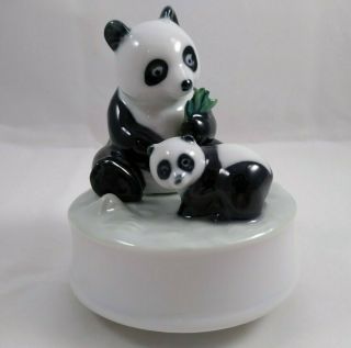 Otagiri Japan Play - Mates Ceramic Panda Bear Music Box 4 " H 3 " W On/off Switch