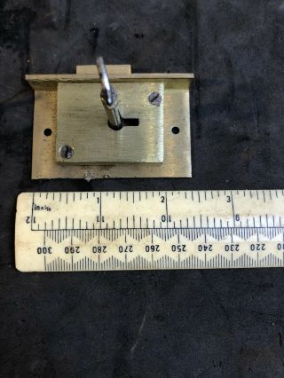 2 Small Vintage Brass Door Drawer Cabinet Locks With Key 3