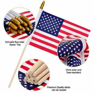 Uelfbaby 60 Pack Small American Flags Small US Flags/Mini American Flag on Stick 2