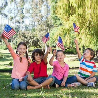 Uelfbaby 60 Pack Small American Flags Small US Flags/Mini American Flag on Stick 3