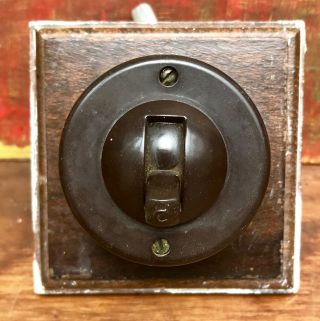 Vintage Brown Bakelite Electric Light Toggle Switch Wood Architectural Salvage