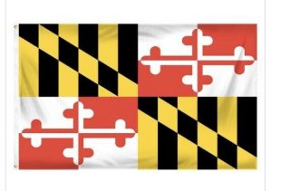 Maryland Flag Usa Flag,  3x5 Nylon,  Perma - Nyl Valley Forge Brand.  Made In Usa.
