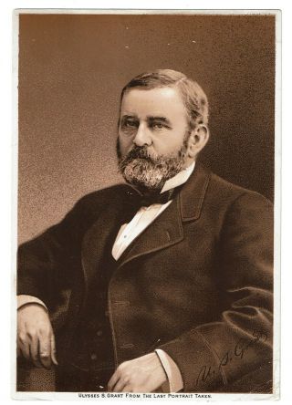 A&p Lg Trade Card W Portrait Of Recently Deceased Former President Grant C1885
