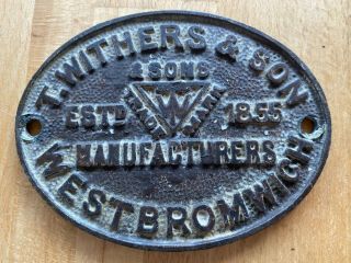 Antique Safe Plaque T Withers & Son West Bromwich
