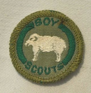 Khaki Boy Scout Stockman Proficiency Award Badge White Back Troop Small