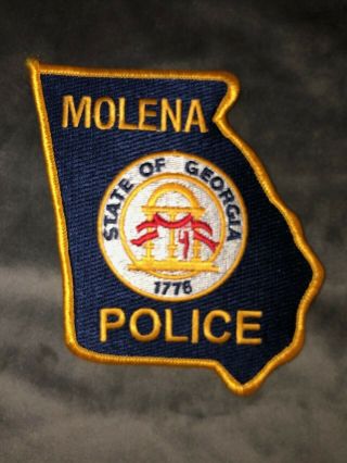 Town Of Molena,  Ga.  State Shape Police Patch,  Old Style,  Small Town In Georgia