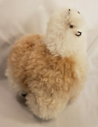 Alpaca Real Baby Fur Plush White Brown Soft Llama Plush Prop Stiff Legs