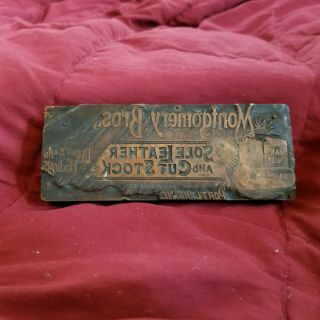 Vintage Copper Printing Plate Stamp Montgomery Brothers Portland Maine 1800 