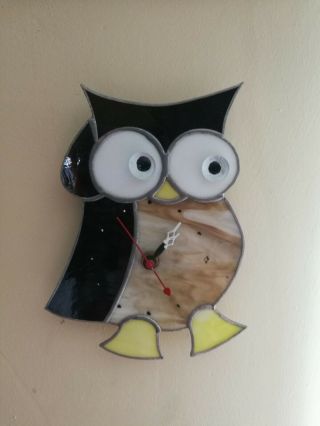 Stained Glass Clock Owl