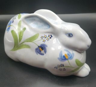N.  S.  Gustin Co.  Ceramic Bunny Rabbit Sitting Figurine Hand Painted Floral 10x5x4