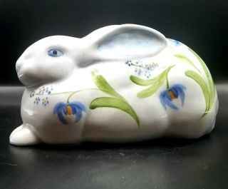 N.  S.  Gustin Co.  Ceramic Bunny Rabbit Sitting Figurine Hand Painted Floral 10x5x4 2
