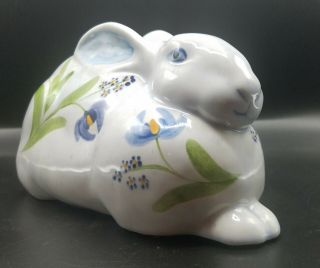 N.  S.  Gustin Co.  Ceramic Bunny Rabbit Sitting Figurine Hand Painted Floral 10x5x4 3