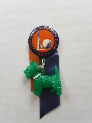 Rare Vintage 1939 Worlds Fair Pin With Scotty Dog
