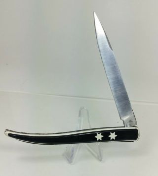 Vtg Teledo Inox Texas Toothpick Slim Folding Pocket Knife Star Pattern Handle