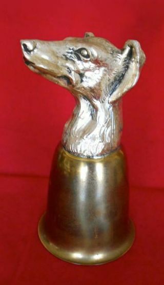 Unusual Old Metal Sculptured Saluki Dog Head Stirrup Cup Marked Italy M/m