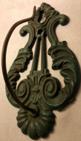 Vintage Wall Hanging Metal Hook Green Wrought Iron Spikey Large Prong