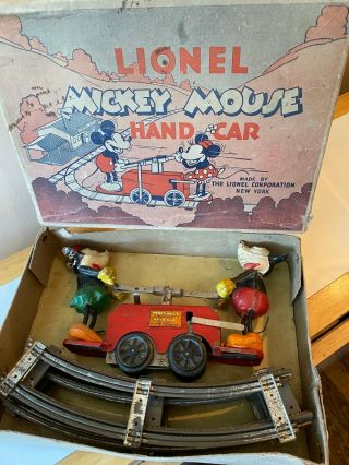Vintage Rare 1935 Lionel Box Prewar 1100 Mickey Mouse Handcar Boxed Exc
