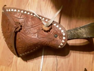 Vintage Tapaderos Tooled Leather Hooded Stirrups Wood/Metal Western Cowboy Horse 2