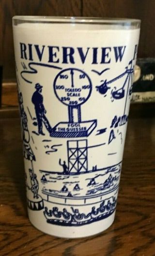 Vintage Drinking Glass Souvenir From Riverview Amusement Park Chicago Il