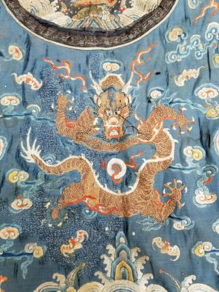 Antique Chinese Silk Embroidery Forbidden Stitch Panel Tapestry Fish Dragon Qing 2