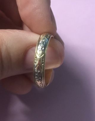 Vintage 10k Gold Embellished Band Ring Engraved