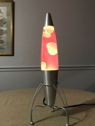 Vintage Lava Lite Rocket / Space Ship Base With Red Lava Lamp Light -
