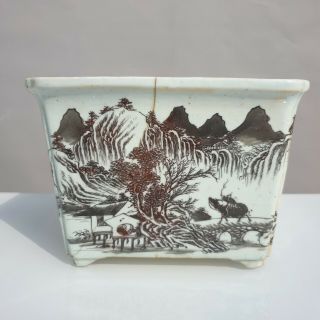 LARGE RARE CHINESE 19 - 20TH C QIANJIANG INK LANSCAPE JARDINIERE 3