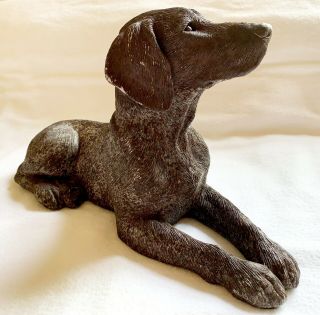 Vtg Sandicast 11 " German Shorthair Pointer Dog Sculpture Signed By Sandra Brue