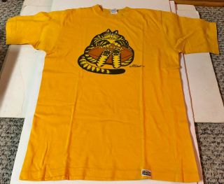 Vintage B.  Kliban Cat Orange Shirt Medium Hawaii Crazy Shirts 1975