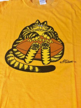 VINTAGE B.  KLIBAN CAT ORANGE SHIRT MEDIUM HAWAII CRAZY SHIRTS 1975 2