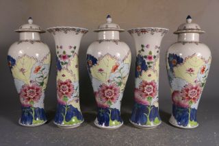 Chinese Export Tobacco Leaf Porcelain Vases