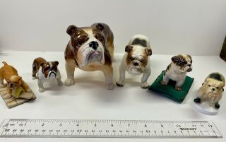 English Bulldog Statues - Figurines - 6 - Six - - Some Marked England
