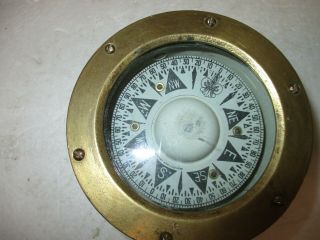 Vintage Boat,  Ship / Naval Compass - W/ Brass Mount
