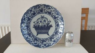 Rare Antique Kangxi/18thc ? Large Chinese Blue And White Porcelain Lobed Dish