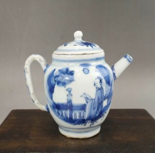 A Very Rare Chinese 17c Blue&white Figural Wine Pot/cover - Tianqi