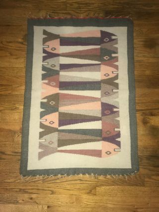 Mexican Fish Mcm Textile Art Vintage Woven Wool Wall Hanging Mcm Style Handmade