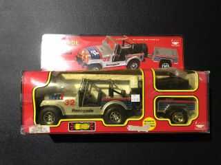 Vintage Bright Rc Jeep Wrangler Renegade Sand Eagle With Trailer 1983