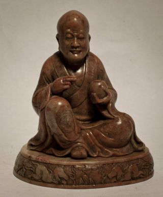 Antique Steatite Figure Of A Seated Lohan Or Buddha