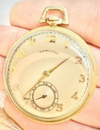 Vintage 12s Art Deco Hamilton Grade 917 Pocket Watch In Gold Filled Case