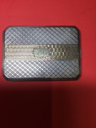 Vintage Sterling Silver Cigarette Case With Gold Inlay