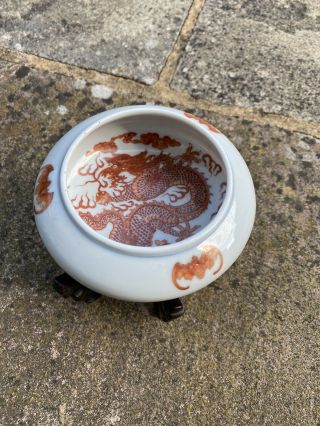 A Rare 19th Century Chinese Dragon Brush Washer And Stand