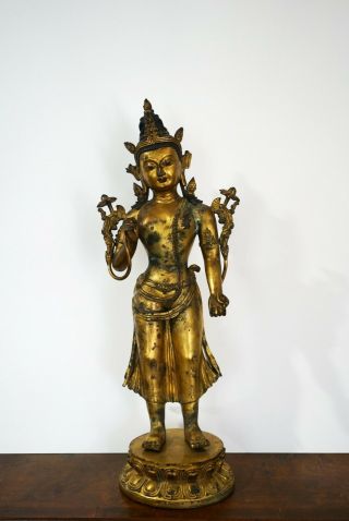 A Large Gilt Bronze Figure Of Tara