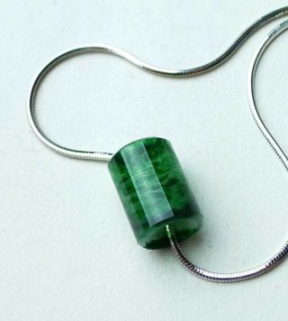 Burmese Vintage Certified Grade A Icy Emerald Green Jadeite Jade Bead Pendant