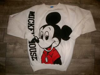 Vintage Rare Mickey Mouse All Over Print Double Sided Sweat Shirt Men 