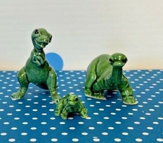 Vintage Hagen Renaker Ceramic Miniature Dinosaur Family Set Of 3
