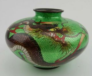 Gorgeous Antique Japanese Dragon Cloisonné Vase 7.  5 Inches