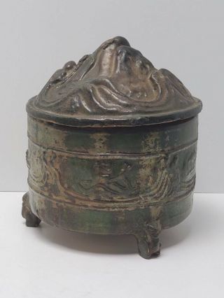 Antique Chinese Han Dynasty Green Glazed " Hill " Pottery Censer
