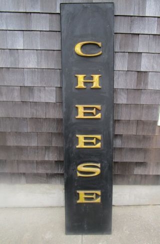 Lrg Vintage Wood And Metal " Cheese " Store Shop Advertising Sign 6 Foot Antique