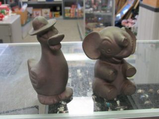 2 Vintage Metal Toy Molds Elephant & Duck Unmarked